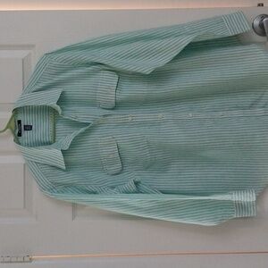 A CHAPS aqua and white striped shirt. Size 2X